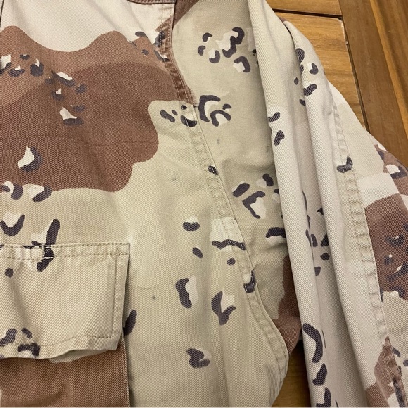 Vintage US Army Desert Storm Chocolate Chip Camo Combat Coat Jacket Medium Long - Picture 3 of 10